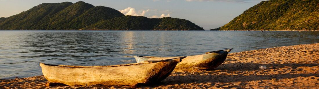 small boats on the shores of Lake Malawi